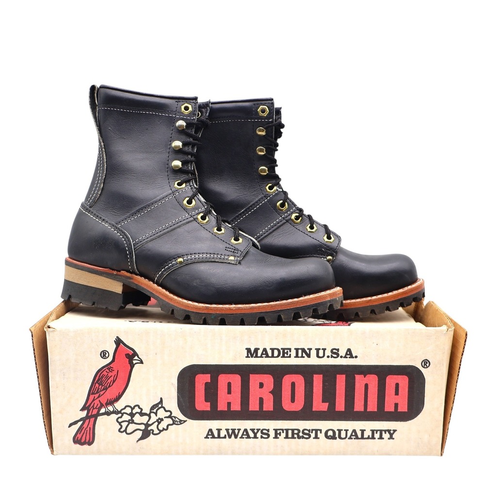 Carolina Logger Boots Mens 8 EE Vintage USA Black Leather Work Boots 961 NEW